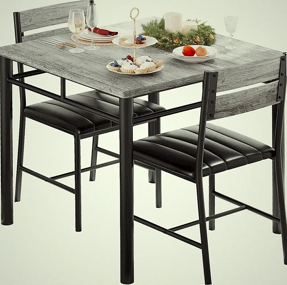 Dining Table Set for 2, Small Kitchen Table with Upholstered Chairs for Kitchen