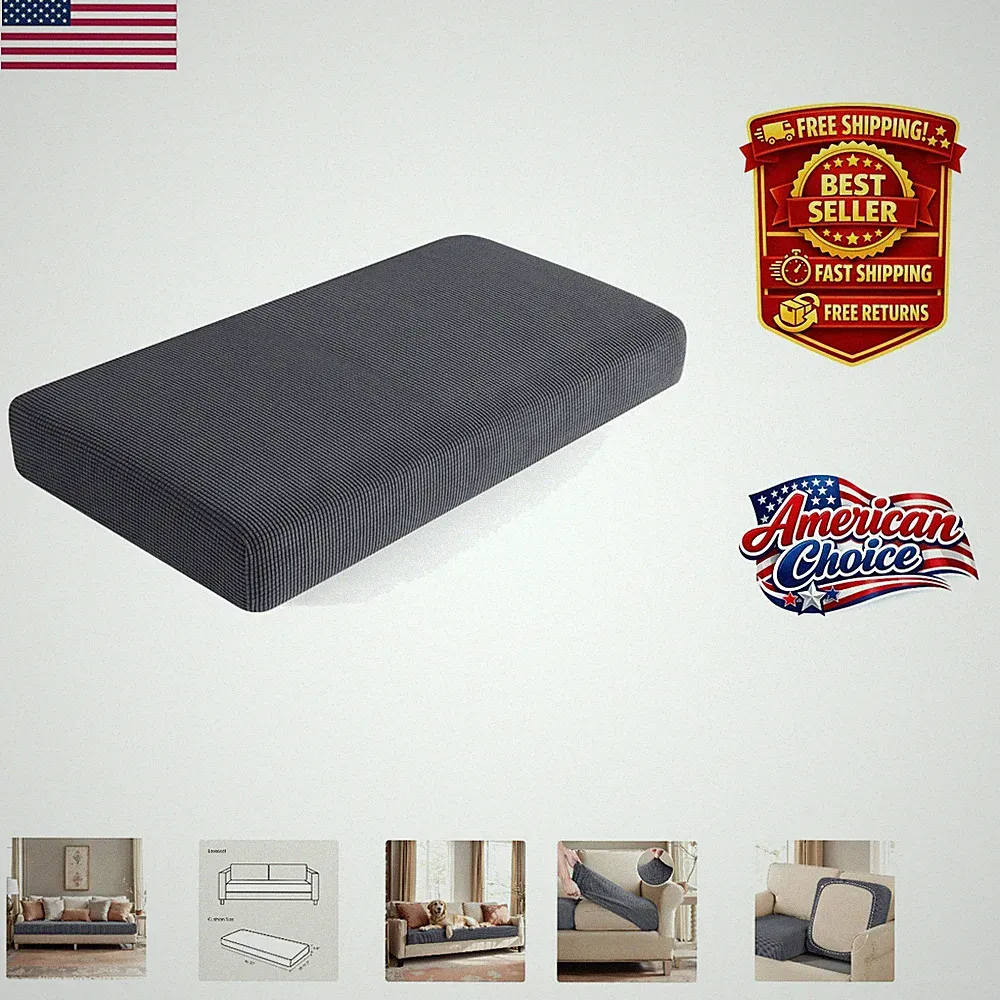 Durable Stretch Fit Slipcover for Medium Loveseat - Washable Gray Protector