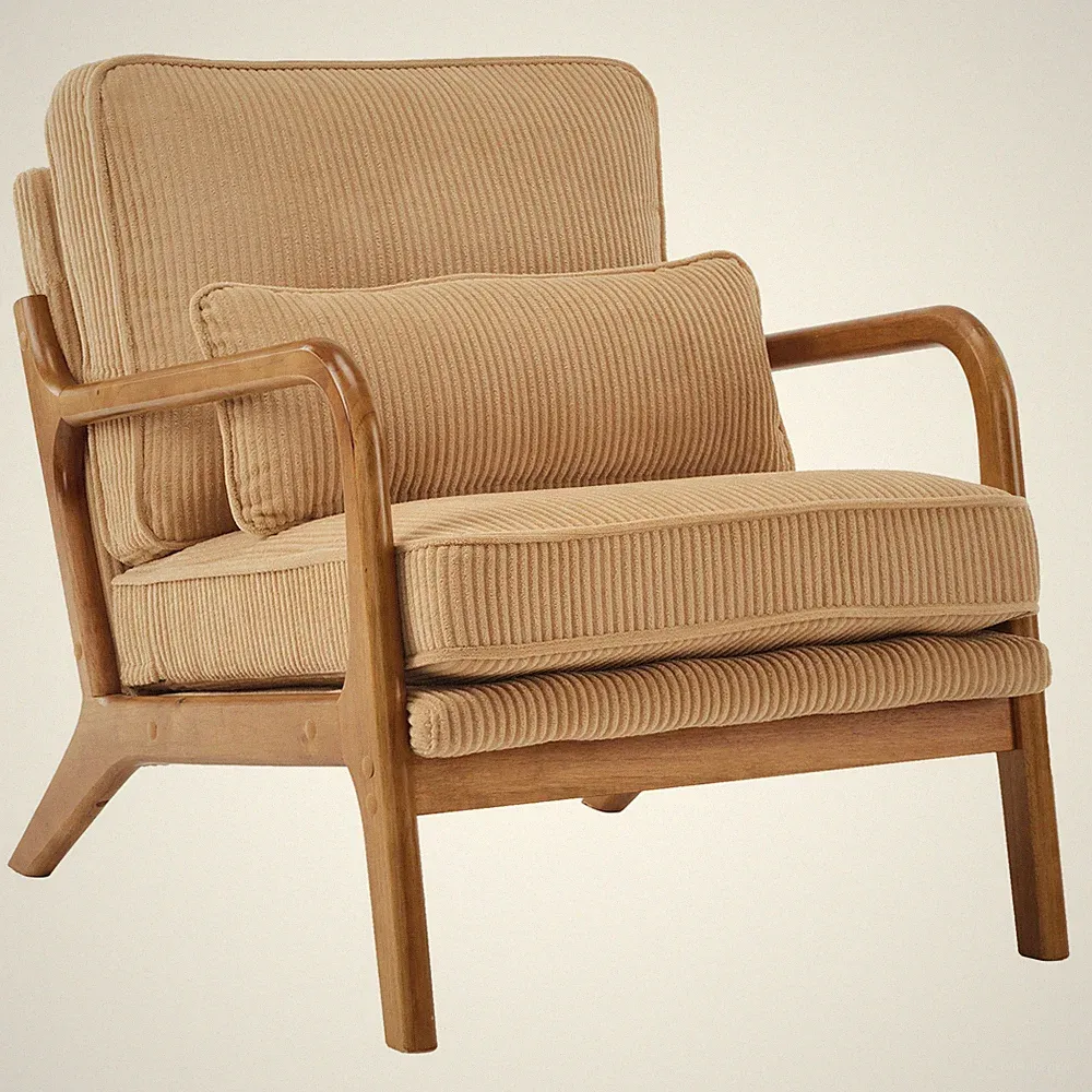 Modern Living Room Chairs with Waist Cushion, Reading Armchair for Bedroom