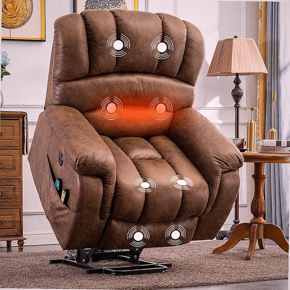 Oversized Power Lift Recliner Chair for Elderly Massage Heat w/Extended Footrest