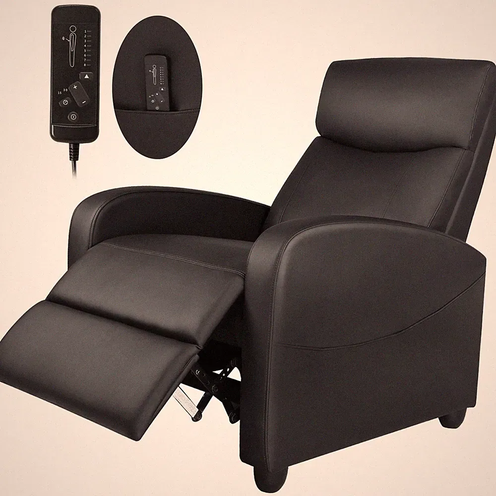 Rocker Recliner Chair for Adults,PU Leather Massage Chair,Adjustable Single Sofa