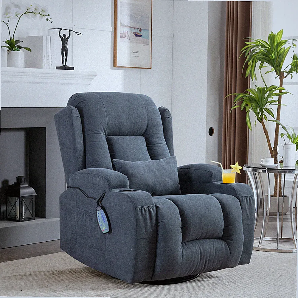 Swivel Rocker Recliner w/USB Charge Nursery Glider Rocking Chair for Living Room