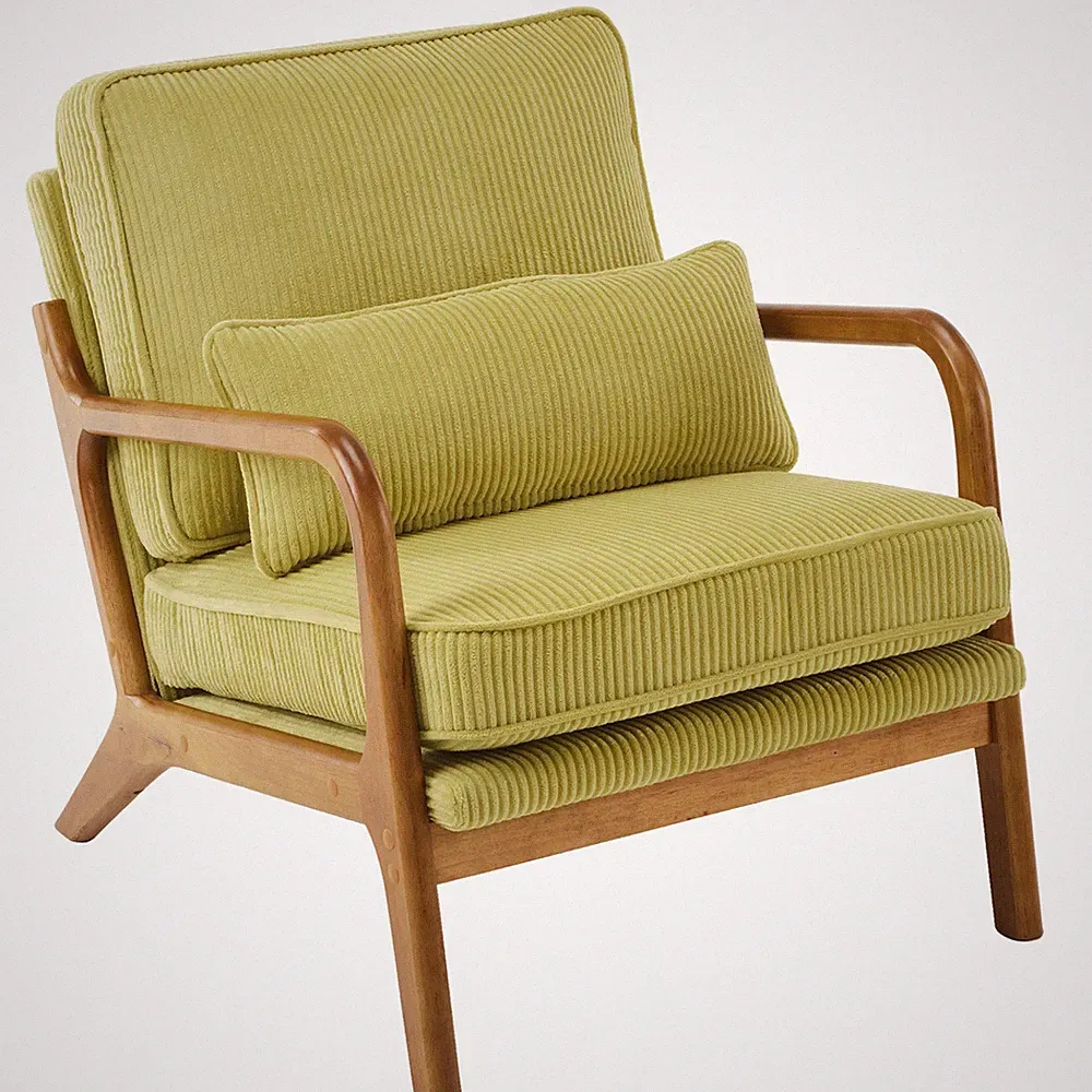 Upgraded Premium Corduroy Accent Upholstered Modern Arm Chair for Guest Room