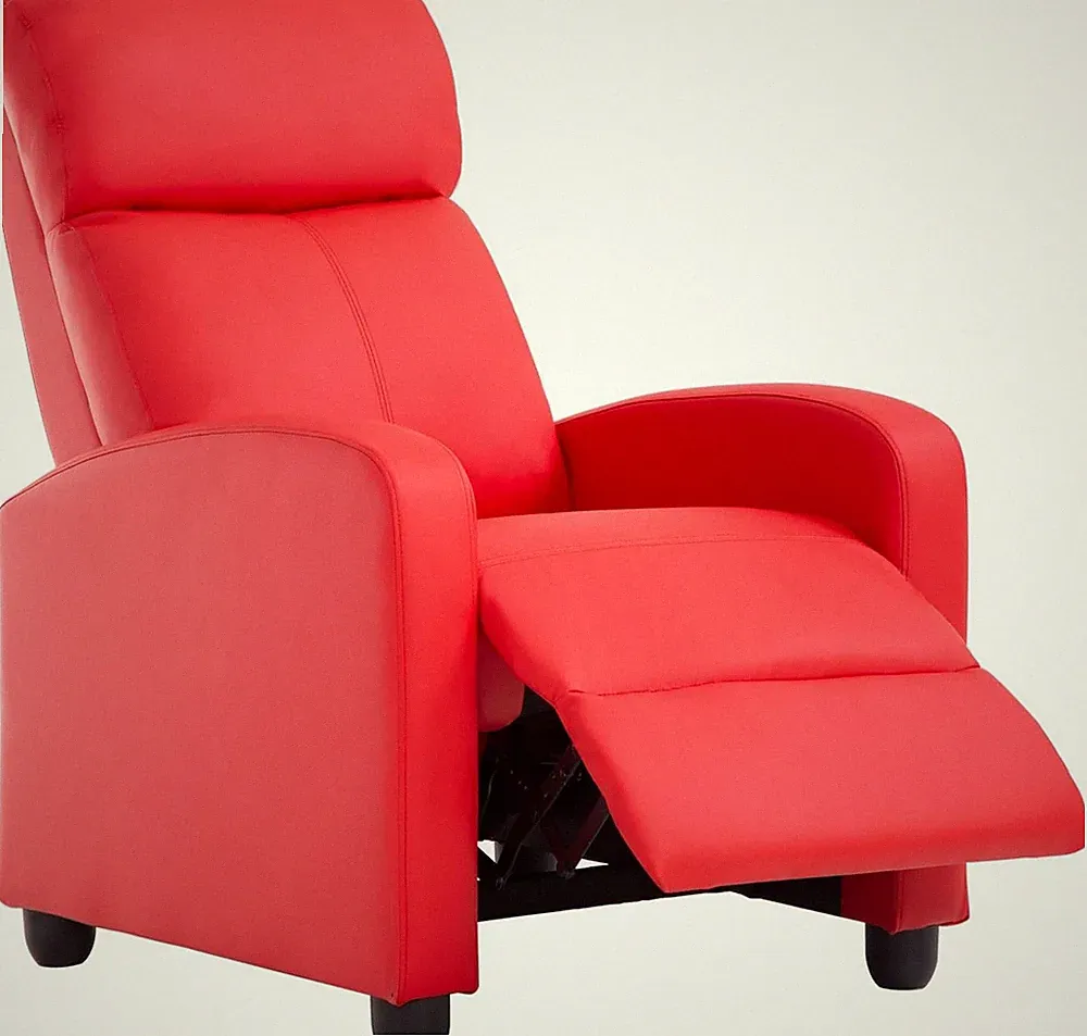 Versatile PU Red Recliner with Wide Armrests - Ideal for Home Theatre Relaxation